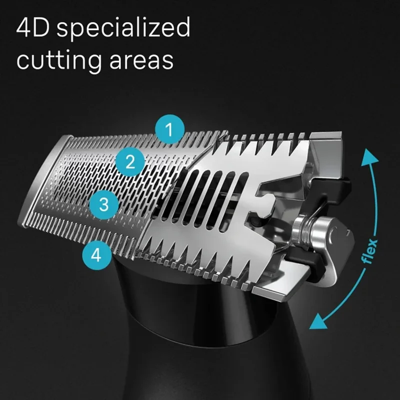 Braun Hybrid Trimmer Face with 4D-Flex Blade, Waterproof, 3 Combs, Pouch, Black - XT3100
