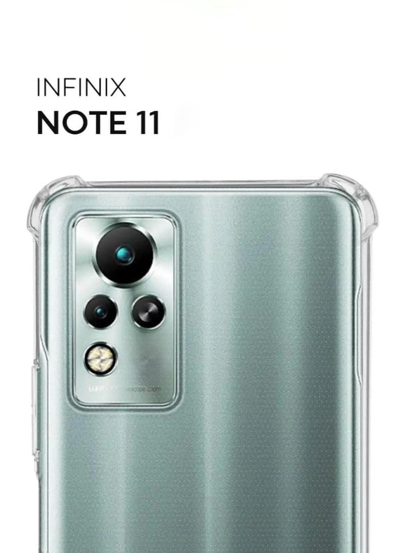 جراب متوافق مع Infinix Note 11 / Infinix Note 12 4G - غطاء شفاف من مادة TPU (سيليكون) مقاوم للصدمات، مزود بحماية للكاميرا وزوايا معززة ضد الصدمات - شفاف - Image 4