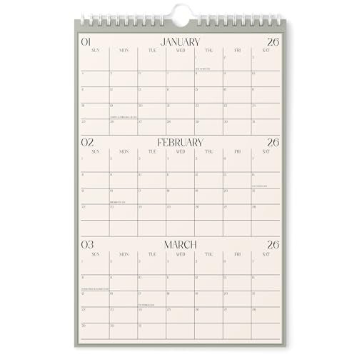 Karto 3 Month Wall Calendar 2026-2027 - Vertical 11x17 inch January 2026 to June 2027 - Boost Your Productivity and Easy Planning with the Aesthetic Monthly Calendar - Boho Color - Image 1