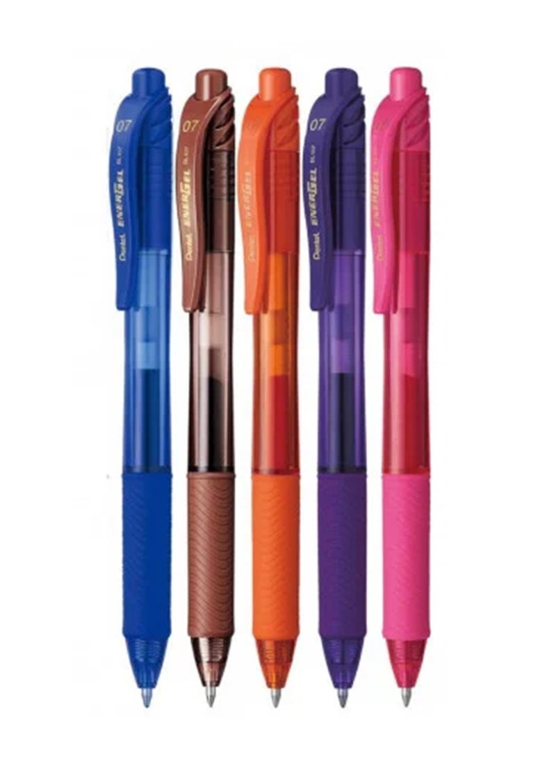 Pentel 5-Piece Energel Gel Ink Pen 0.7mm Tip Assorted Colours - Image 2
