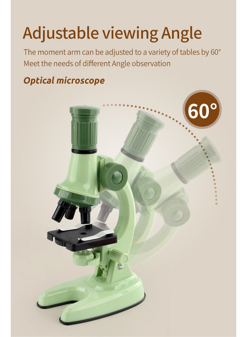 Primary School Students' Science Biology Experiment Equipment Microscope Toy 1200 Times Microscope Toy Box (Green microscope without batteries) - Image 4