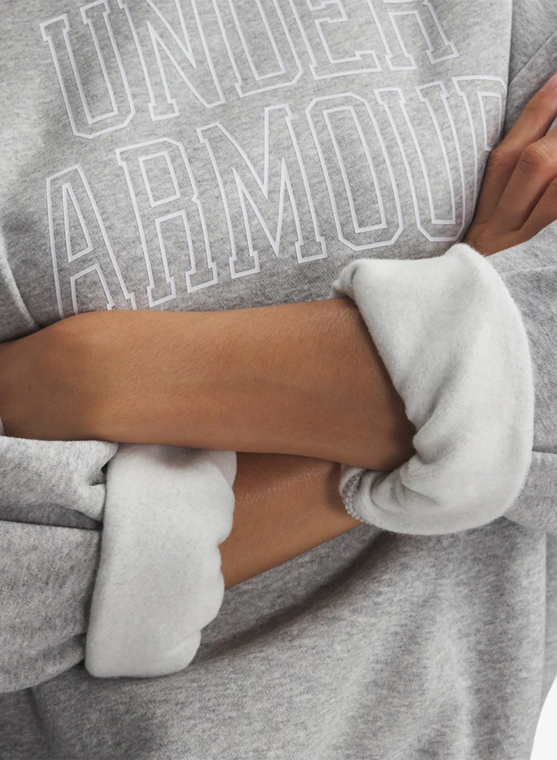 Under Armour Mod Gray Light Heather /  / White Rival Fleece Oversized Varsity Sweatshirt for Women | Best Price UAE