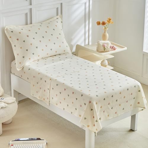 DuShow White Star Toddler Bedding Set,4 Pieces Reversible Toddler Comforter Set,Ultra Soft Crib Bed Set for Girls and Boys,Including Comforter,Sheets and Pillowcase - Image 2
