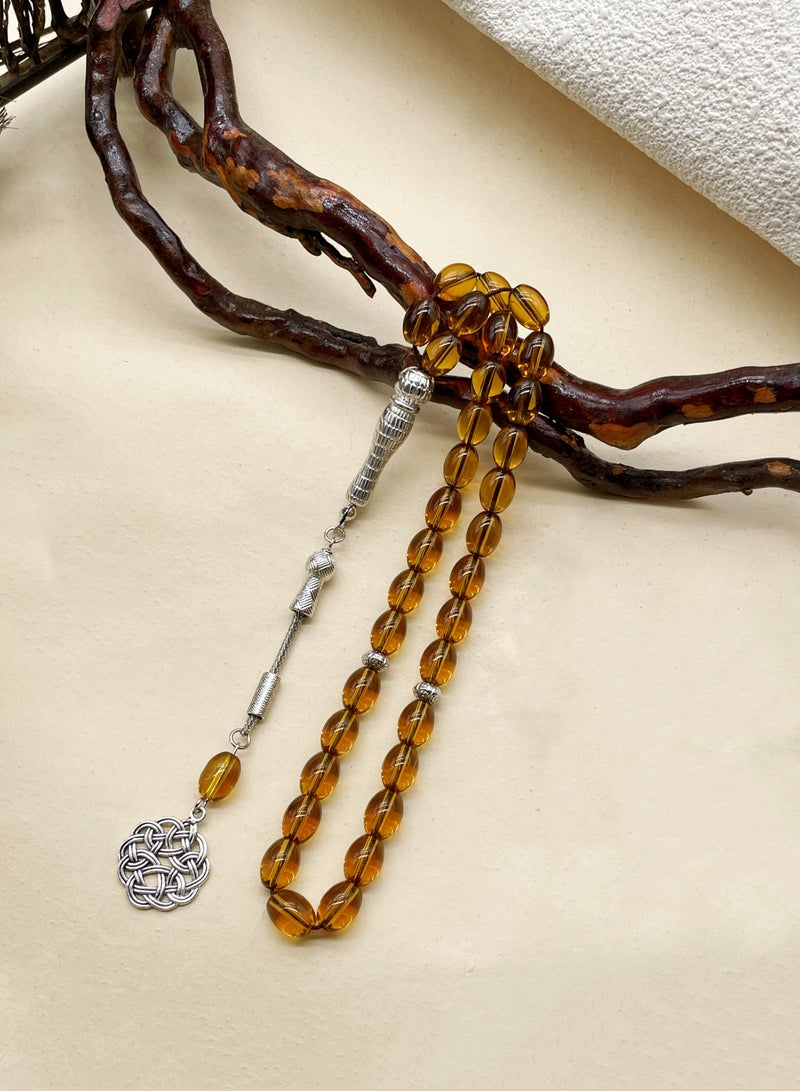 Tasbih elliptical single tassel glass 33-piece Islamic bracelet beads - Image 3