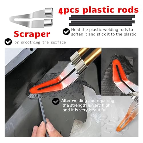 VTSHENY Plastic Welder2 in 1 Plastic Welding Repair Kit with 1000pcs Hot Staples4pcs Plastics Welding RodsknifePlier Hot Staples Weld Gun Repair Kit for Car Bumper And Most PlasticsBlack - Image 3