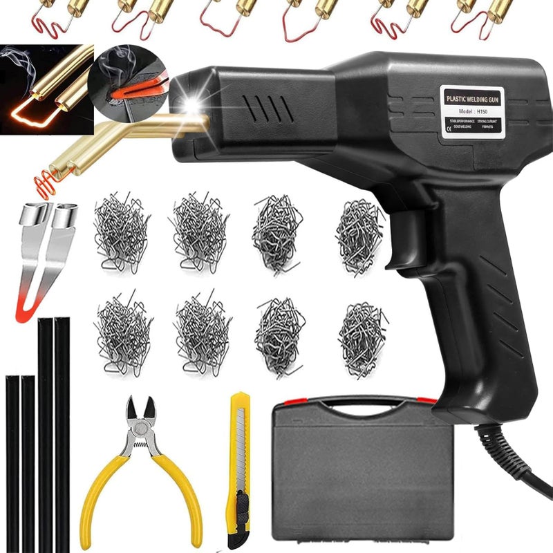 VTSHENY Plastic Welder2 in 1 Plastic Welding Repair Kit with 1000pcs Hot Staples4pcs Plastics Welding RodsknifePlier Hot Staples Weld Gun Repair Kit for Car Bumper And Most PlasticsBlack - Image 2