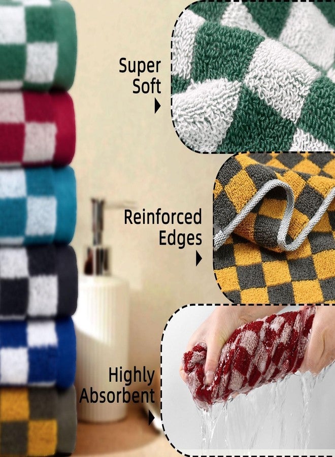 Jacquotha Checkered Hand Towels Set of 6, Cotton Bathroom & Kitchen Towels for Everyday Use, 13” x 29”, Assorted Colors - Image 3