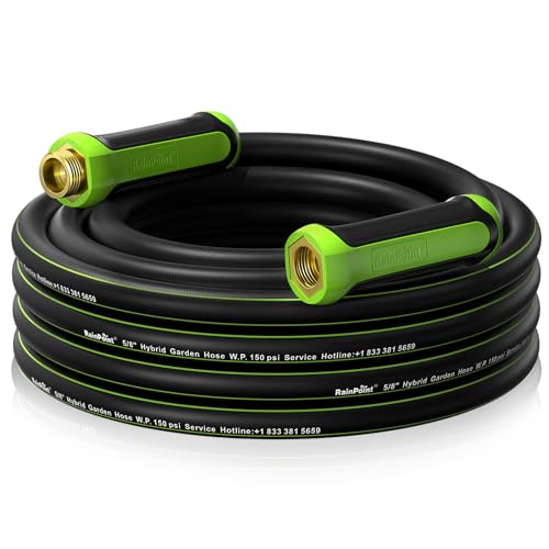RAINPOINT Garden Hose 25ft x 5/8", Water Hose Heavy Duty, Flexible, Lightweight Durable Hybrid Hose with Swivel Handle for Yard, Car Wash, Pets, No Kink, Male to Female Fittings - Image 1