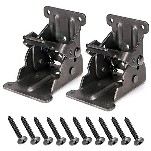 MDLUU Table Leg Folding Brackets, Foldable Hinge Hardware, Self- Lock Extension Collapsible Shelf Bracket Support for Bed Leg, Wall Shelf, Saving Space, Pack of 2 - Image 1