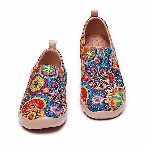 UIN Women's Blossom Painted Fashion Sneaker Canvas Slip-On Travel Shoes (6.5) - Image 3
