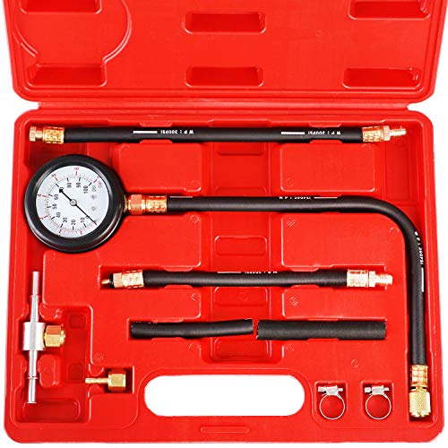 JIFETOR Fuel Injection Pump Pressure Tester Gauge Kit, Car Gasoline Gas Fuel Oil Injector Test Manometer Tool Set 0-100PSI, Universal for Auto Truck SUV Motorcycle ATV RV - Image 1