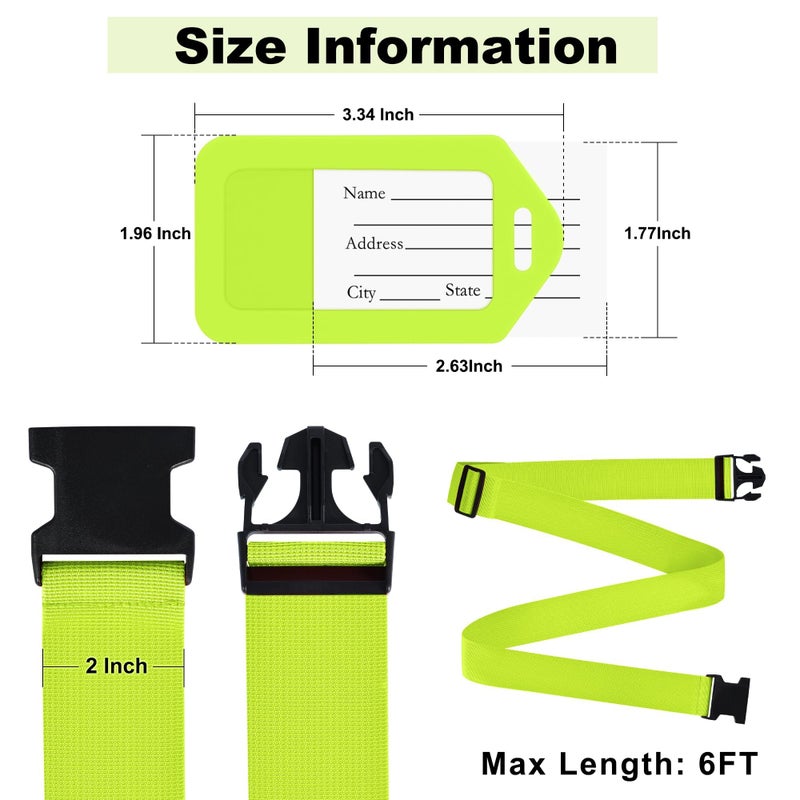 Gostwo 8 Pack Luggage Straps and Tags Set - 4 Straps, 4 Tags, TSA Approved Suitcase Belt, Green - Image 2