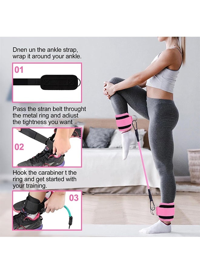 JCB CHIC أربطة مقاومة قابلة للتعديل للكاحل مع أساور آمنة للتمارين الرياضية وتدريب الورك والساقين، مجموعة أربطة مقاومة TPE، تدريب القوة، وتمارين الصالة الرياضية المنزلية - أربطة اللياقة البدنية - Image 2