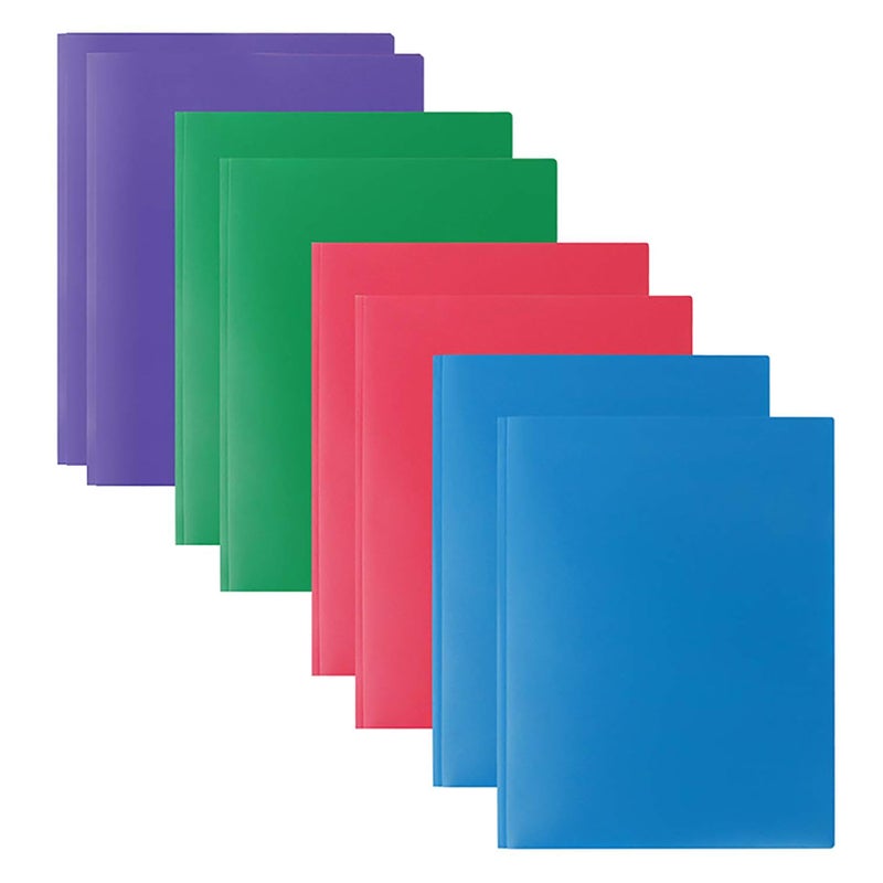 Red Heavy Duty Plastic Folders with Pockets Business Card Slot 8 Pack Tear Resistant - Image 2