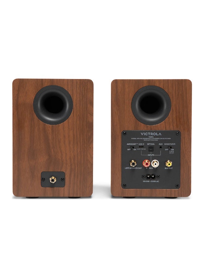 Victrola Tempo – Bluetooth Bookshelf Speakers - Walnut - Image 5