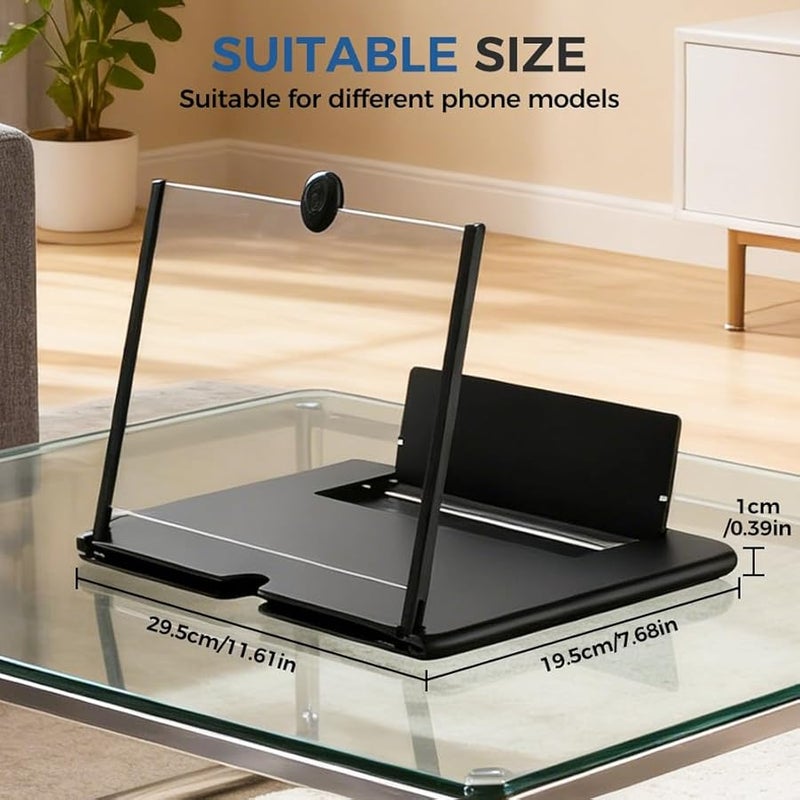 12 Inch Black HD Mobile Screen Magnifier Foldable Phone Holder Amplifier For All Smartphones - Image 3