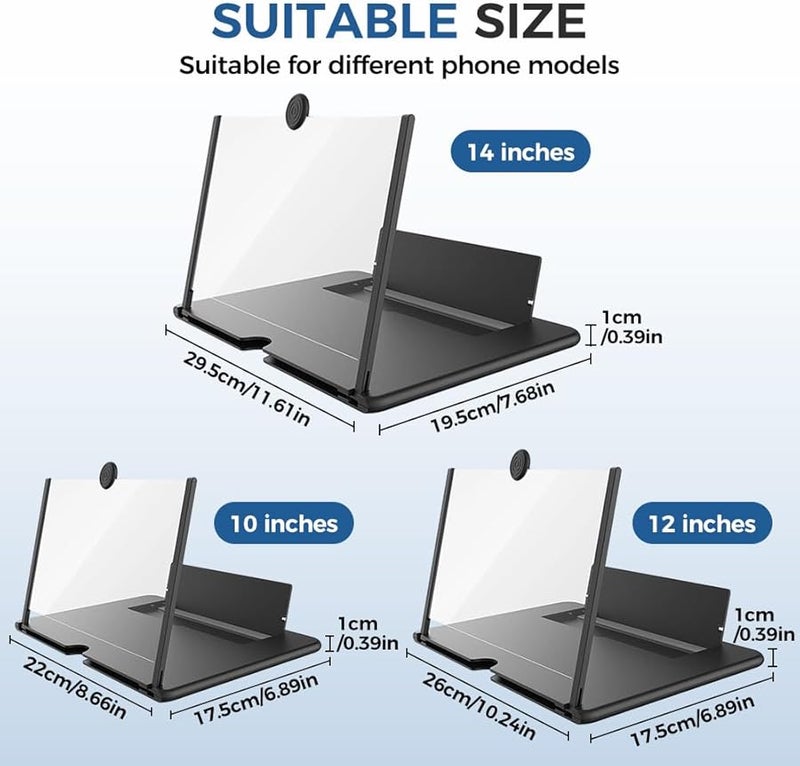 12 Inch Black HD Mobile Screen Magnifier Foldable Phone Holder Amplifier For All Smartphones - Image 5
