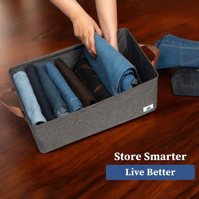 HomeStrap Set of 8 Multipurpose Foldable Storage Basket with Iron Stand |Durable Fabric Cube Organizers for Toys, Clothes, Laundry, Books & Cupboard Storage – Large Storage Box with Handles - Image 3