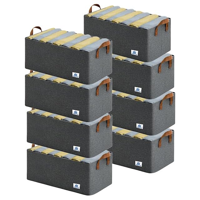 HomeStrap Set of 8 Multipurpose Foldable Storage Basket with Iron Stand |Durable Fabric Cube Organizers for Toys, Clothes, Laundry, Books & Cupboard Storage – Large Storage Box with Handles - Image 1