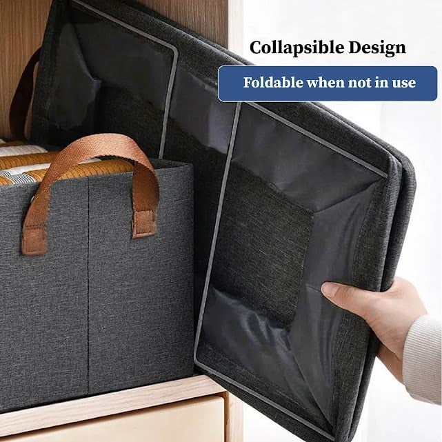 HomeStrap Set of 8 Multipurpose Foldable Storage Basket with Iron Stand |Durable Fabric Cube Organizers for Toys, Clothes, Laundry, Books & Cupboard Storage – Large Storage Box with Handles - Image 4