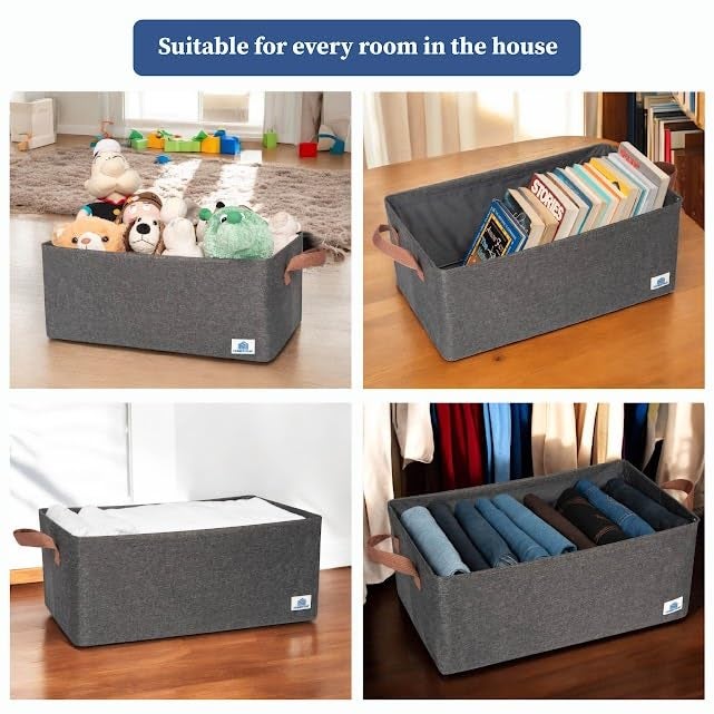 HomeStrap Set of 8 Multipurpose Foldable Storage Basket with Iron Stand |Durable Fabric Cube Organizers for Toys, Clothes, Laundry, Books & Cupboard Storage – Large Storage Box with Handles - Image 5