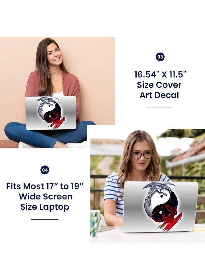 LSS Laptop 17-17.3" Skin Cover with Colorful Ying Yang Dinosaurs Pattern for HP Dell Lenovo Apple Asus Acer Compaq - Fits 16.5" 17" 17.3" 18.4" 19" (2 Wrist Pads Free) - Image 3