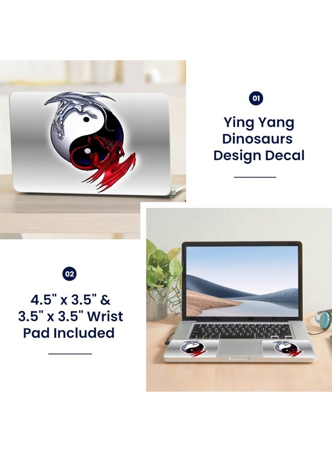 LSS Laptop 17-17.3" Skin Cover with Colorful Ying Yang Dinosaurs Pattern for HP Dell Lenovo Apple Asus Acer Compaq - Fits 16.5" 17" 17.3" 18.4" 19" (2 Wrist Pads Free) - Image 2