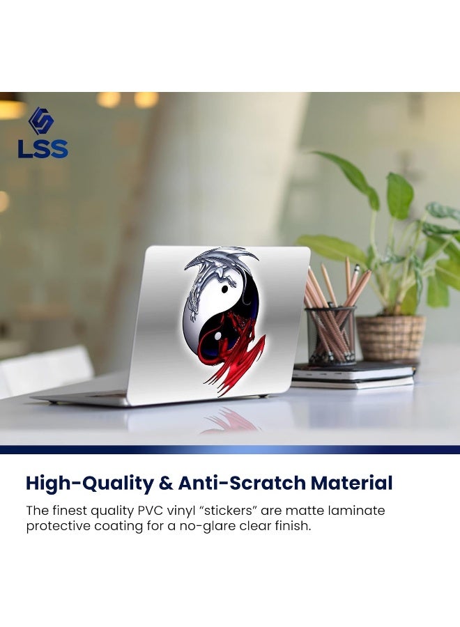 LSS Laptop 17-17.3" Skin Cover with Colorful Ying Yang Dinosaurs Pattern for HP Dell Lenovo Apple Asus Acer Compaq - Fits 16.5" 17" 17.3" 18.4" 19" (2 Wrist Pads Free) - Image 4