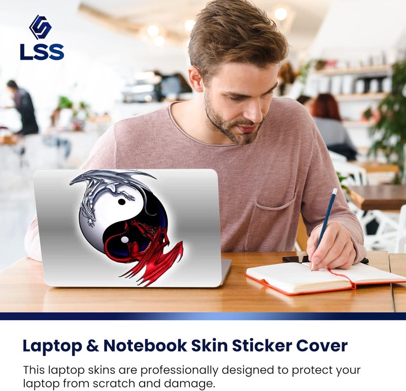 LSS Laptop 17-17.3" Skin Cover with Colorful Ying Yang Dinosaurs Pattern for HP Dell Lenovo Apple Asus Acer Compaq - Fits 16.5" 17" 17.3" 18.4" 19" (2 Wrist Pads Free) - Image 5