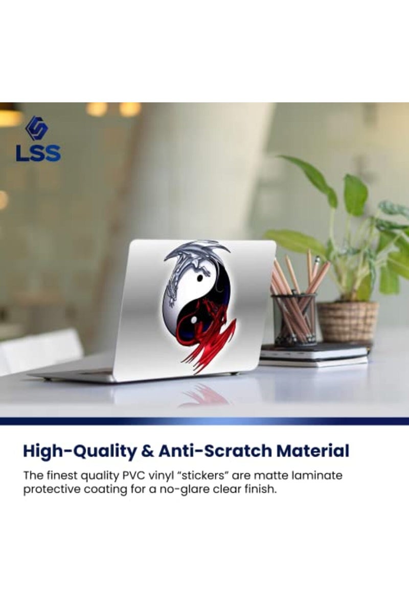 LSS Laptop 17-17.3" Skin Cover with Colorful Ying Yang Dinosaurs Pattern for HP Dell Lenovo Apple Asus Acer Compaq - Fits 16.5" 17" 17.3" 18.4" 19" (2 Wrist Pads Free) - Image 4