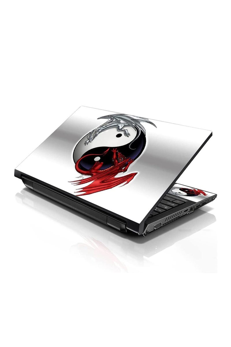 LSS Laptop 17-17.3" Skin Cover with Colorful Ying Yang Dinosaurs Pattern for HP Dell Lenovo Apple Asus Acer Compaq - Fits 16.5" 17" 17.3" 18.4" 19" (2 Wrist Pads Free) - Image 1