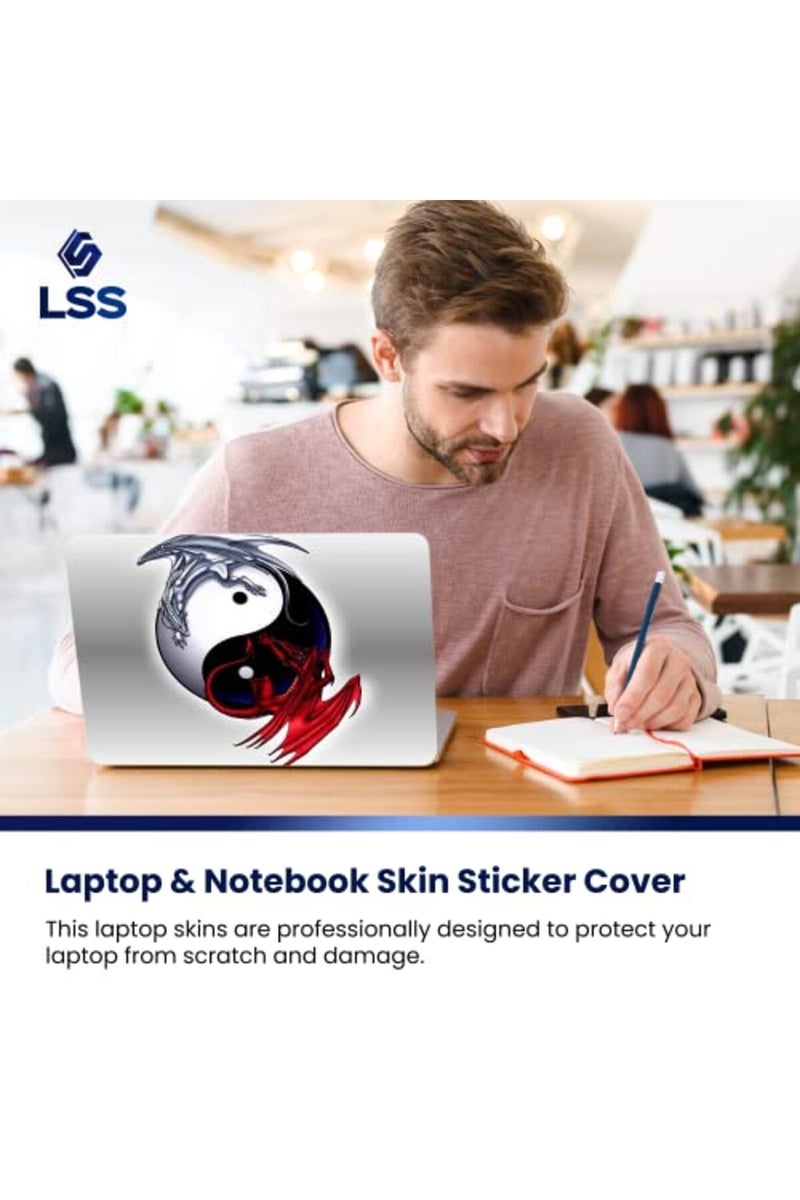LSS Laptop 17-17.3" Skin Cover with Colorful Ying Yang Dinosaurs Pattern for HP Dell Lenovo Apple Asus Acer Compaq - Fits 16.5" 17" 17.3" 18.4" 19" (2 Wrist Pads Free) - Image 5