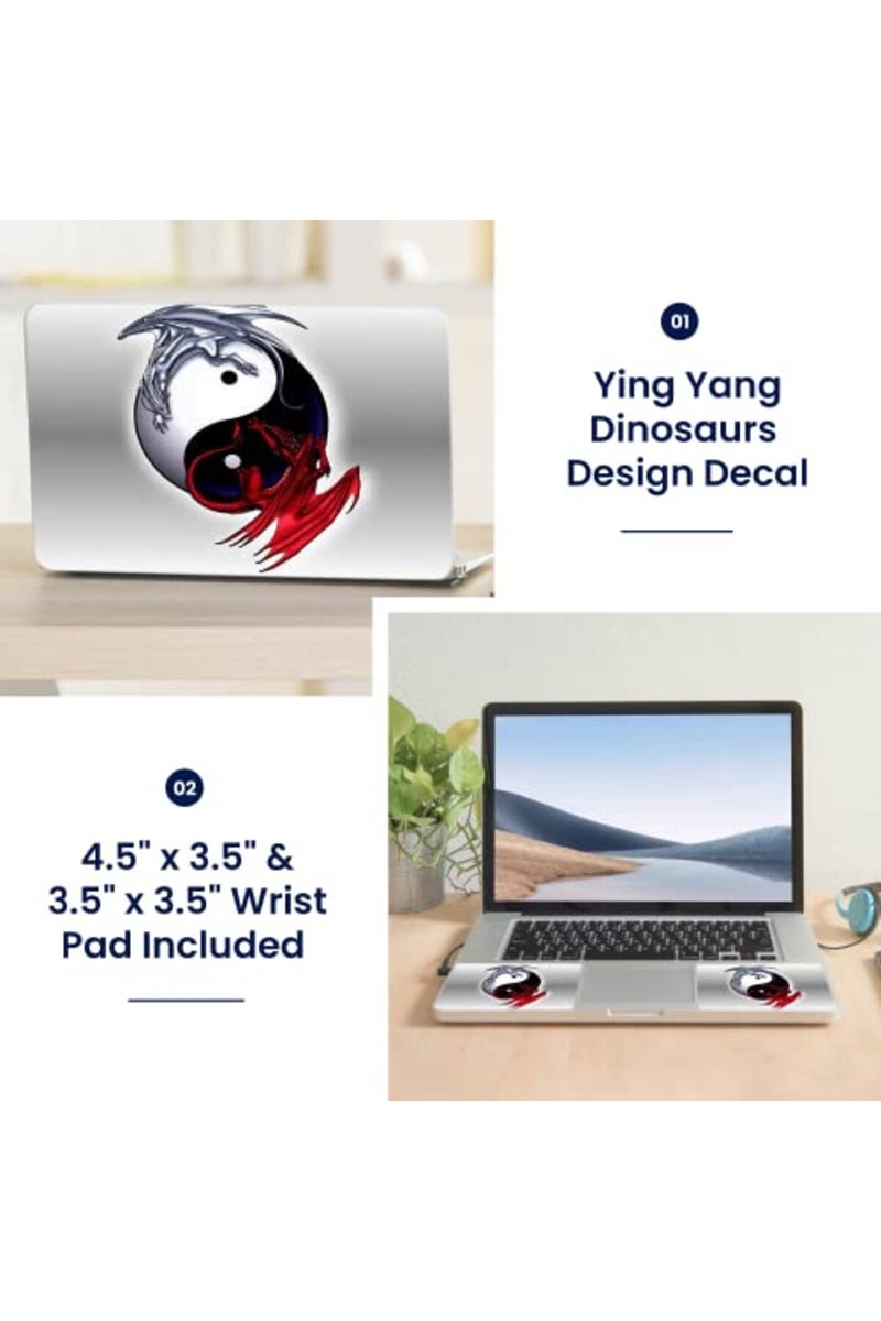 LSS Laptop 17-17.3" Skin Cover with Colorful Ying Yang Dinosaurs Pattern for HP Dell Lenovo Apple Asus Acer Compaq - Fits 16.5" 17" 17.3" 18.4" 19" (2 Wrist Pads Free) - Image 2
