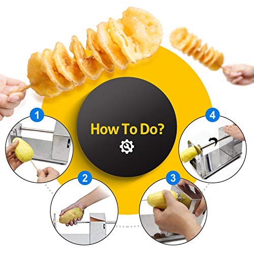 RioRand Manual Spiral Potato Cutter, Stainless Steel Tornado Twister with Blades for Curly Fries, DIY Potato Slicer for Home Kitchen, BBQ, Carrots, Cucumbers - Image 3
