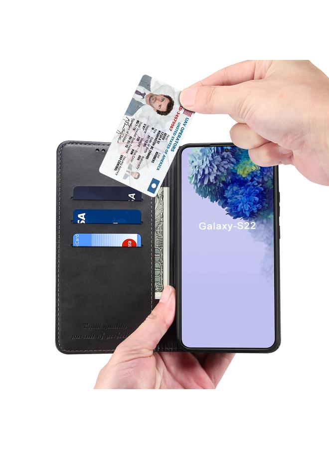 اس-توب جراب لهاتف Samsung Galaxy S22+ مصنوع من جلد العجل بتصميم أفقي قابل للطي - Image 4