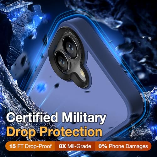 Yriklso for iPhone 16 Phone Case, Shockproof for iPhone 16 Case, Military Grade Drop Protection, Protective Hard Back Slim Translucent Case for iPhone 16-6.1'', Frosted Blue - Image 3