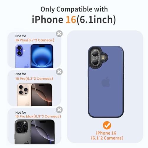 Yriklso for iPhone 16 Phone Case, Shockproof for iPhone 16 Case, Military Grade Drop Protection, Protective Hard Back Slim Translucent Case for iPhone 16-6.1'', Frosted Blue - Image 2
