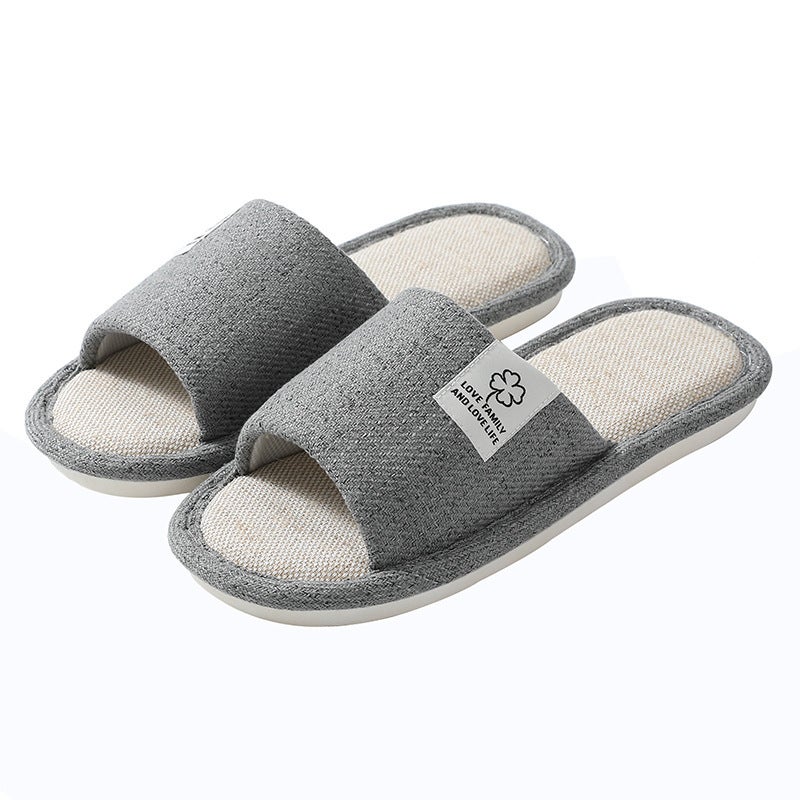 Classic Linen Slippers Thick Sole Home Indoor Grey (Men's) 
