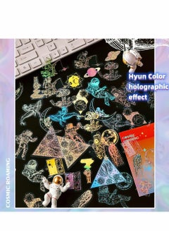 Excefore Gold Holographic Stickers 180 Piece With 4 Themes Resin Transparent Decorative Waterproof Fantasy Wold Unicorn Vintage Daily Planner Stickers For Scrapbooking Bullet Journal Water Bottles Laptop Phon  - Image 1