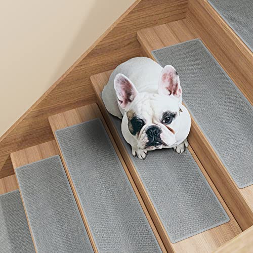 SUMLANS Stair Treads Carpet 15 pcs for Wooden Steps with Non Slip Rubber Backing, 100% Polyester Soft Stairs Resistant Indoor Skid Runner Safety Rugs for Kids Elders and Pets 30" * 8" (Gray-Dense Knitting) - Image 5