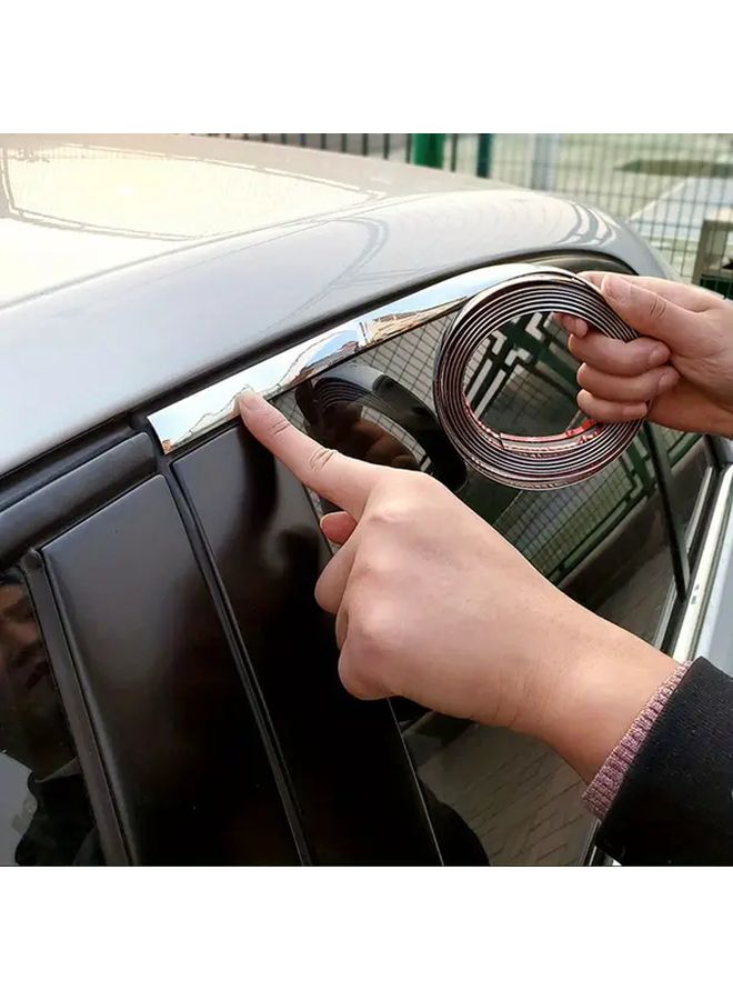 حافة نافذة السيارة من كلوريد البوليفينيل الكروم الفضي، مقاس 0.39 × 59 بوصة، لحماية حافة الباب، سهل التركيب. - Image 2