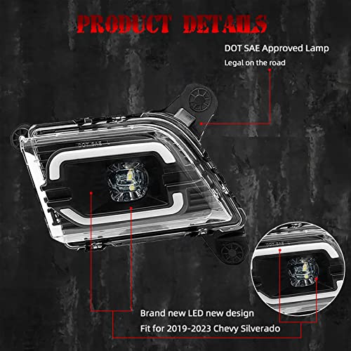 BOXLIGHT LED with DRL Fog Lights Compatible with 2019-2023 Chevrolet Silverado 1500 2500HD 3500HD, Chevy Front Bumper Driving Fog Lights with Switch and Wiring Set - Image 5