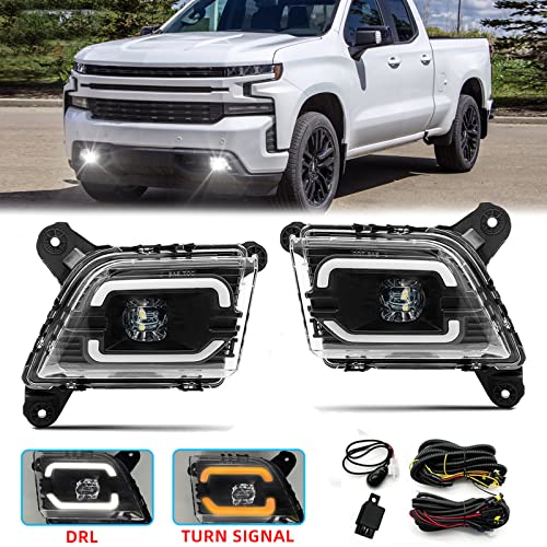 BOXLIGHT LED with DRL Fog Lights Compatible with 2019-2023 Chevrolet Silverado 1500 2500HD 3500HD, Chevy Front Bumper Driving Fog Lights with Switch and Wiring Set - Image 1
