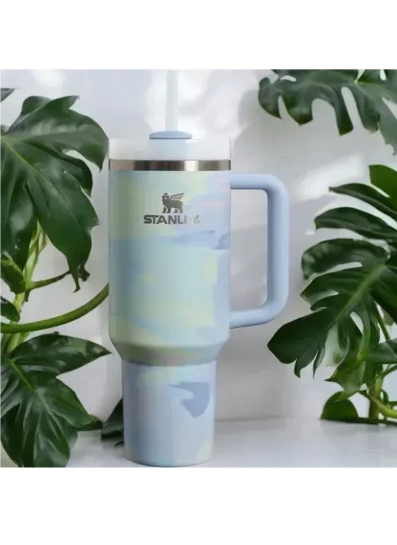 Stanley Adventure Quencher H2.0 40oz (1.18L) Insulated Water Bottle - Color: Cool Serene Brushstroke - Large Capacity, Leak-Proof, Durable, Sweat-Free Design for Hydration on the Go – Perfect for Sports, Travel & Outdoor Adventures - Image 1