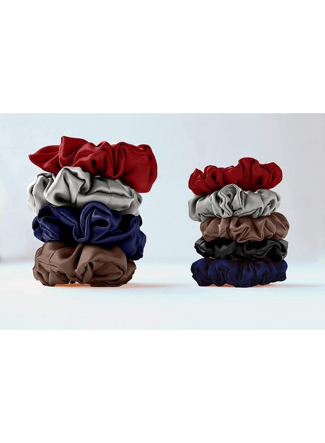 FAMEZA Large 100% Satin Hair Scrunchies With Thick Elastic For Women, Teenage Girls With All Types Of Hair-5PCS (SATIN DELUXE) - Image 4