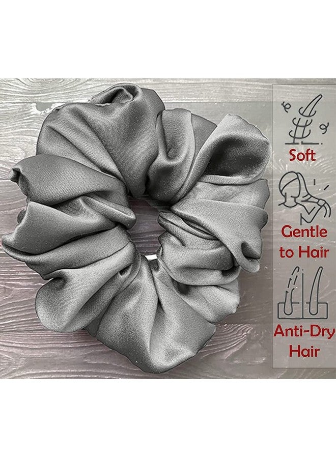FAMEZA Large 100% Satin Hair Scrunchies With Thick Elastic For Women, Teenage Girls With All Types Of Hair-5PCS (SATIN DELUXE) - Image 2