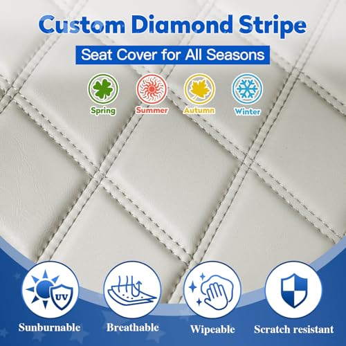 NOKINS Golf Cart Diamond Seat Covers Kit, Fit for EZGO TXT 1994-2013/EZGO RXV OEM Standard Front Seat Cushion, Golf Cart Vinyl Seat Cover, No Nails Required (Oyster Gray and Black) - Image 4