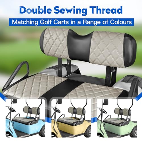 NOKINS Golf Cart Diamond Seat Covers Kit, Fit for EZGO TXT 1994-2013/EZGO RXV OEM Standard Front Seat Cushion, Golf Cart Vinyl Seat Cover, No Nails Required (Oyster Gray and Black) - Image 3