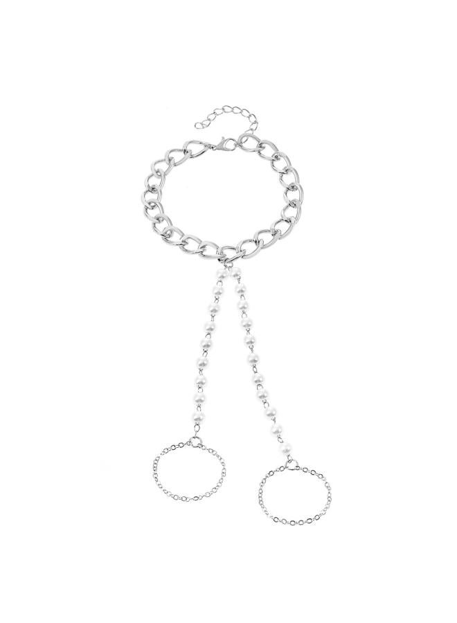 European And American Chain Bracelet Style Simple Pearl Love Chain Multi-layer Finger Chain Alloy Finger Bracelet 