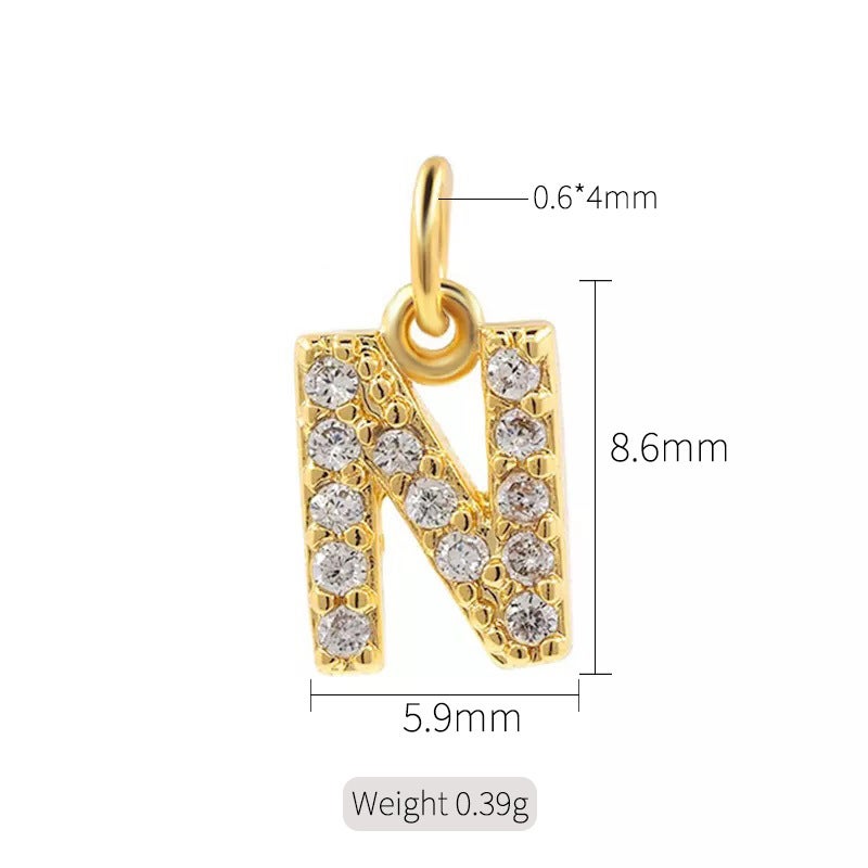 Exquisite simple micro inlaid zircon English 26 letter pendant necklace women 14k gold color pendant diy jewelry accessories H-10321（N）